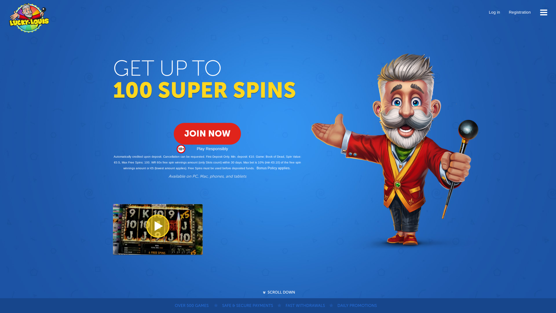LuckyLouis Casino Desktop-Startseite