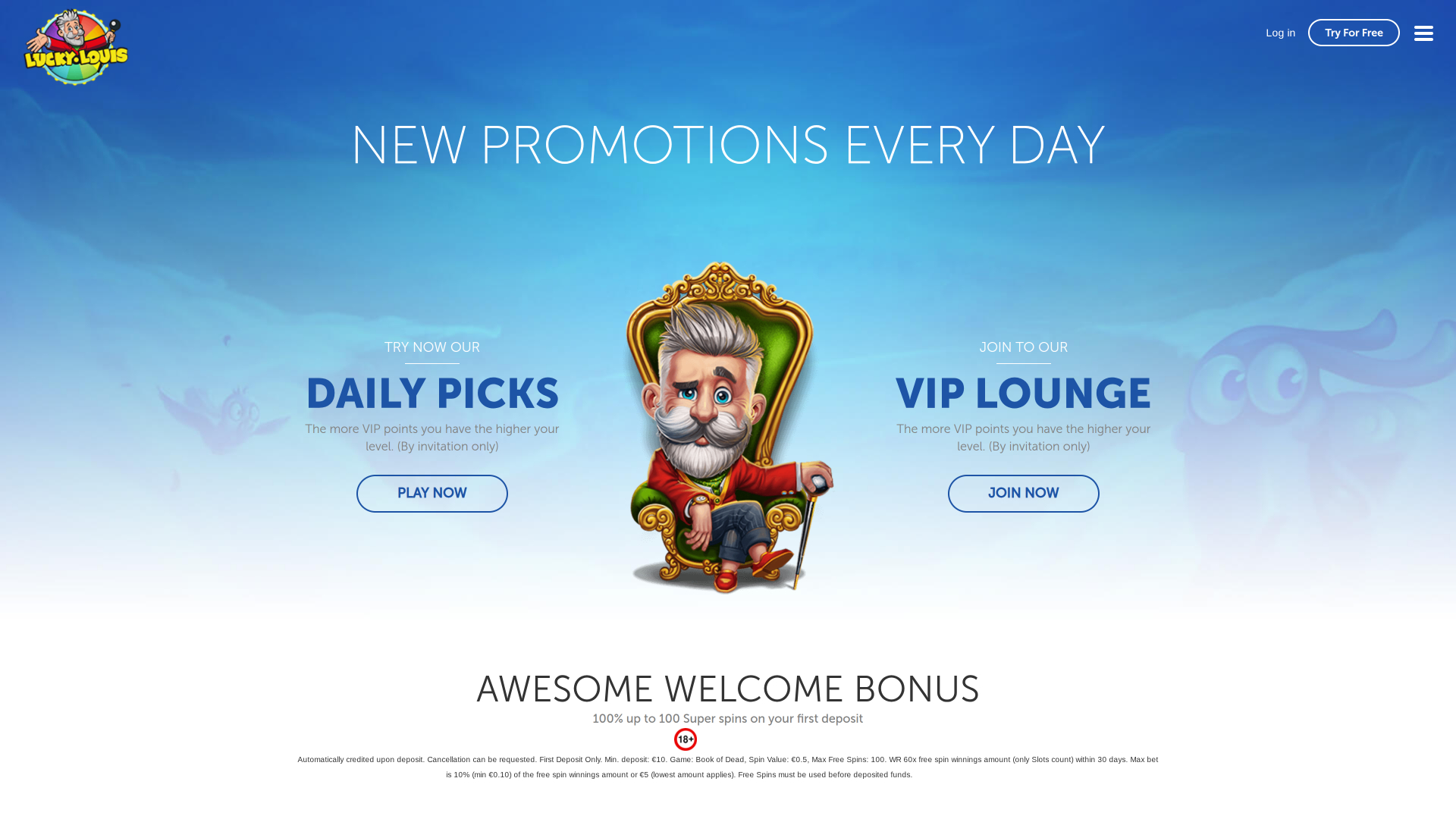 LuckyLouis Casino Desktop-Aktionen