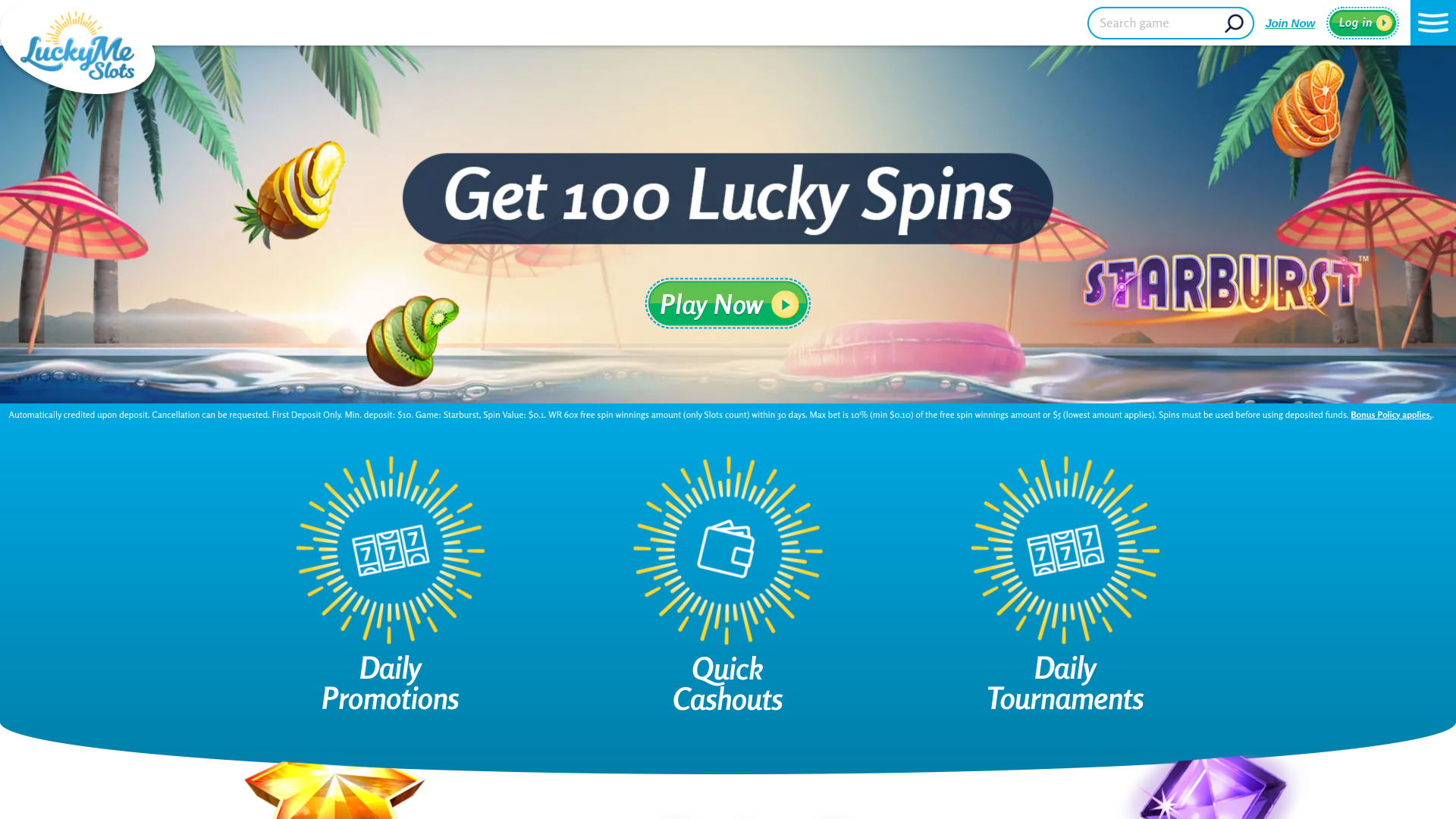 LuckyMe Slots Casino Desktop-Startseite