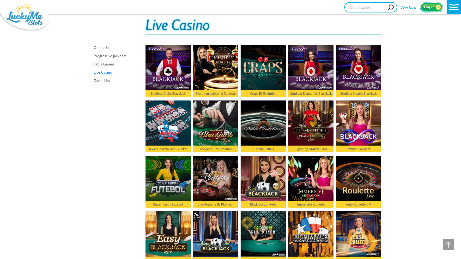 LuckyMe Slots Casino Desktop Live-Dealer
