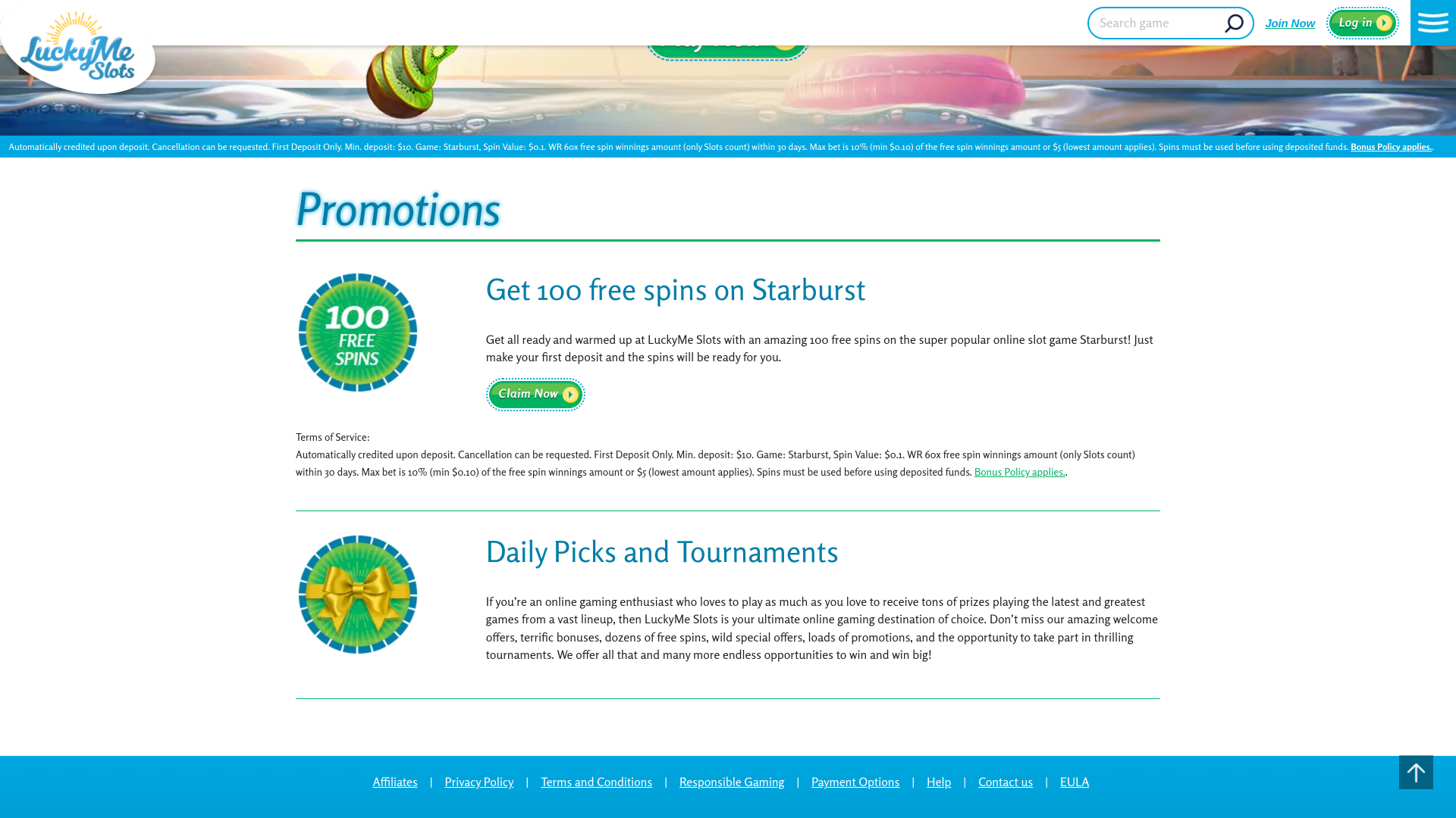 LuckyMe Slots Casino Desktop-Aktionen