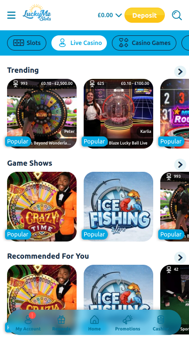 LuckyMe Slots Casino Mobile Live Dealer