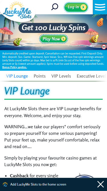 LuckyMe Slots Casino Mobile VIP Program