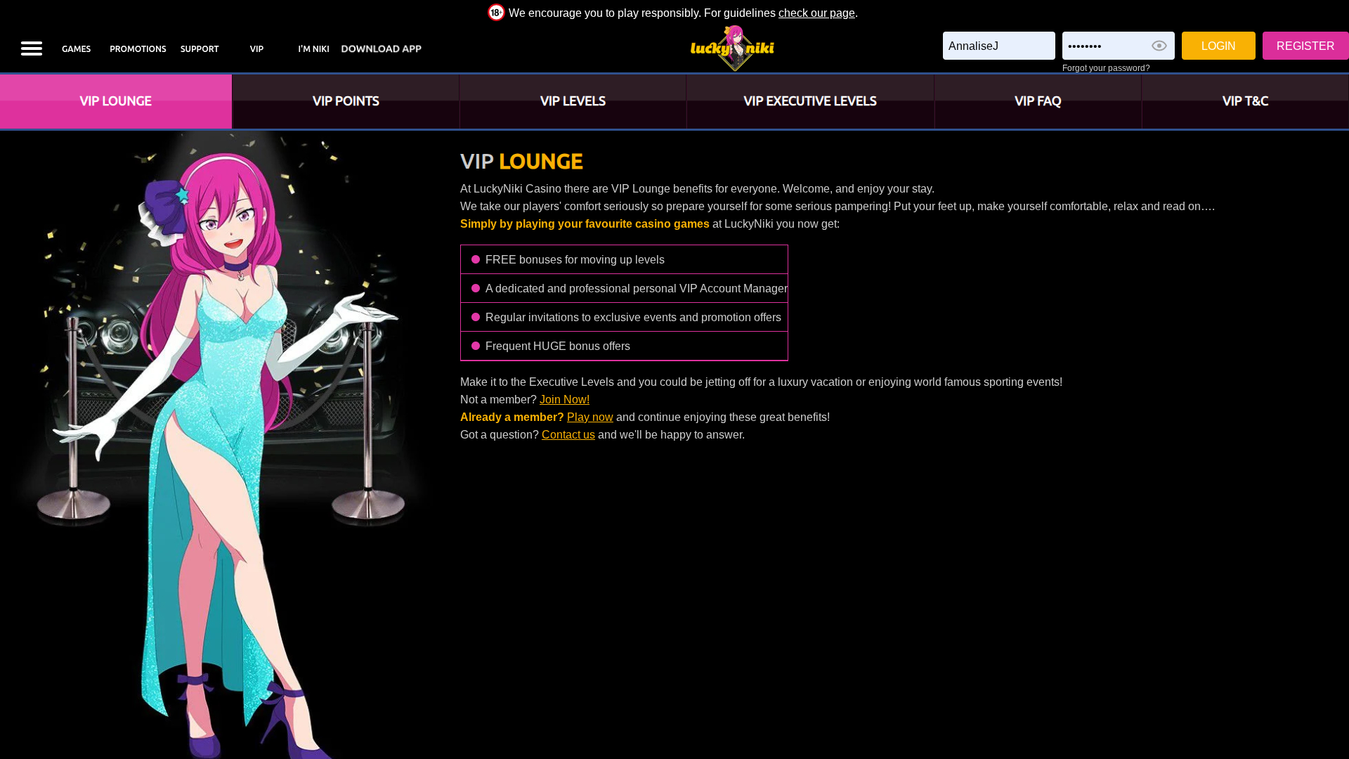 Lucky Niki Casino Desktop VIP Program