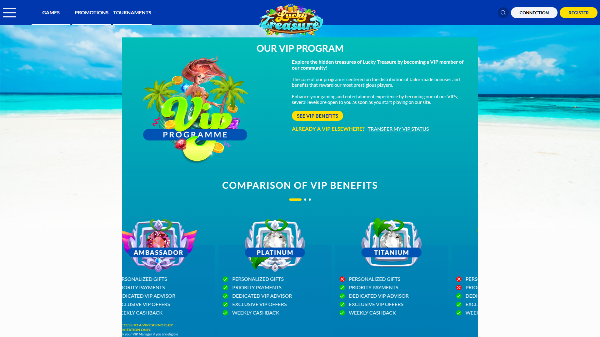 Lucky Treasure Casino Desktop VIP Program