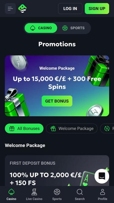 LuckyWave Casino promotions mobile page