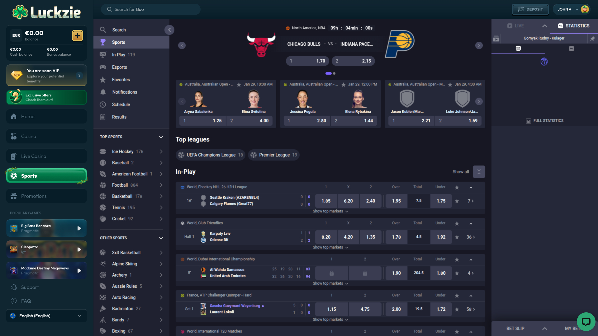 Luckzie Casino Desktop Sports