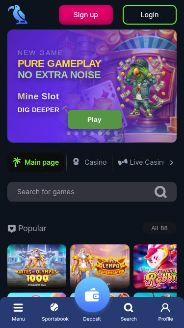 Lukkly Casino Mobile Homepage