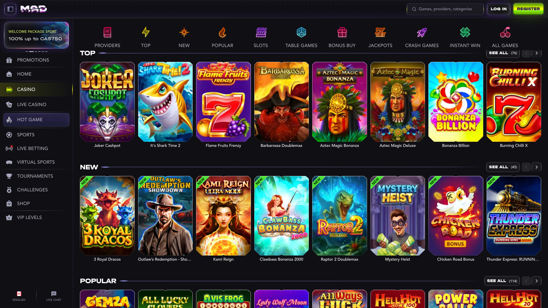 MadCasino Desktop Games