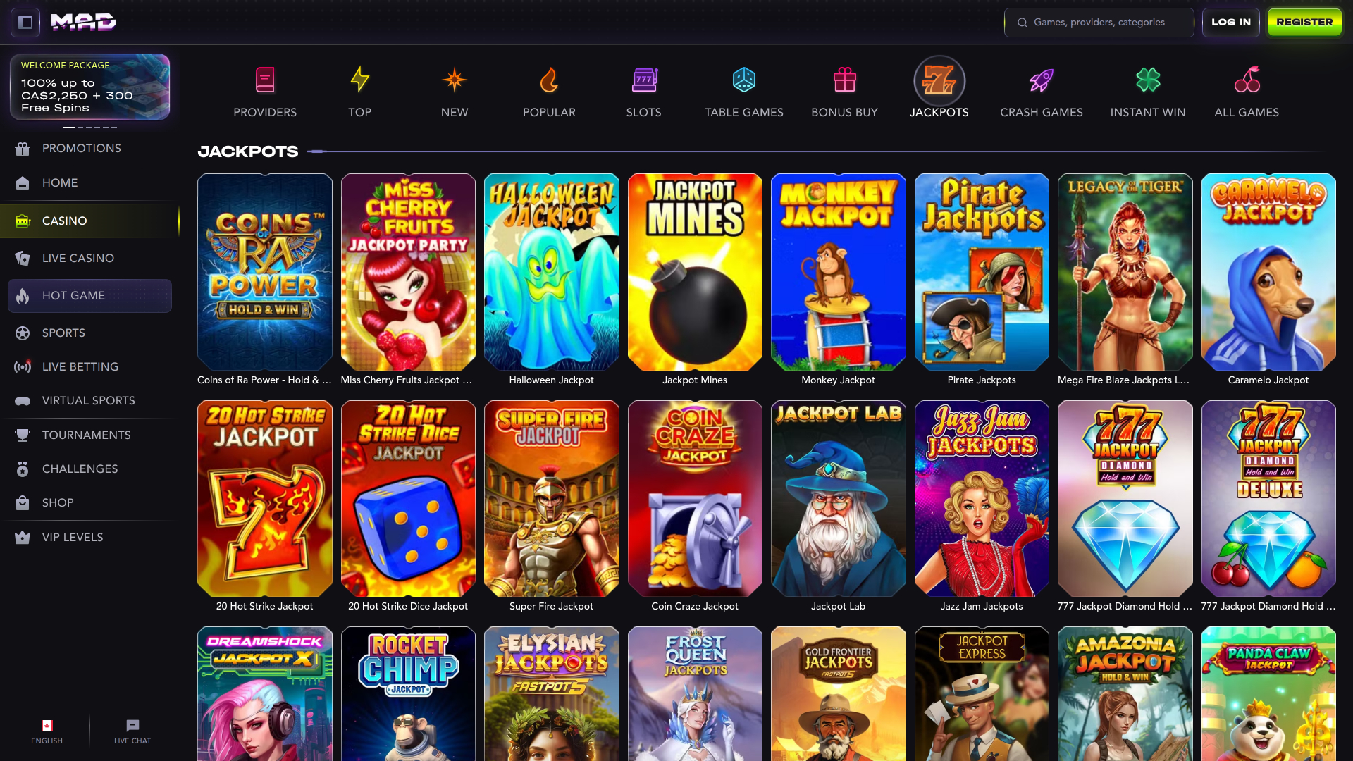 MadCasino Desktop Jackpot
