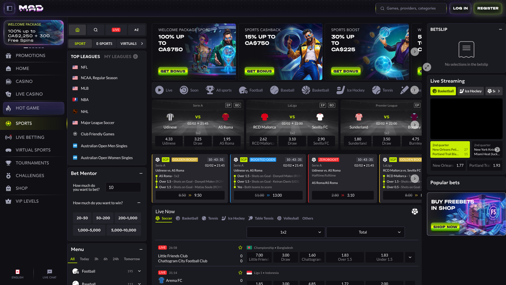 MadCasino Desktop Sports