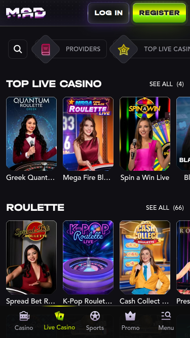 MadCasino Mobile Live Dealer