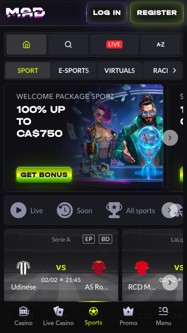 MadCasino Mobile Sports