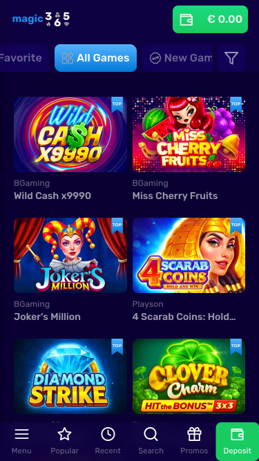 Magic365 Casino Games Mobile