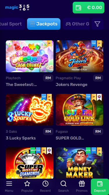 Magic365 Casino Jackpot Mobile