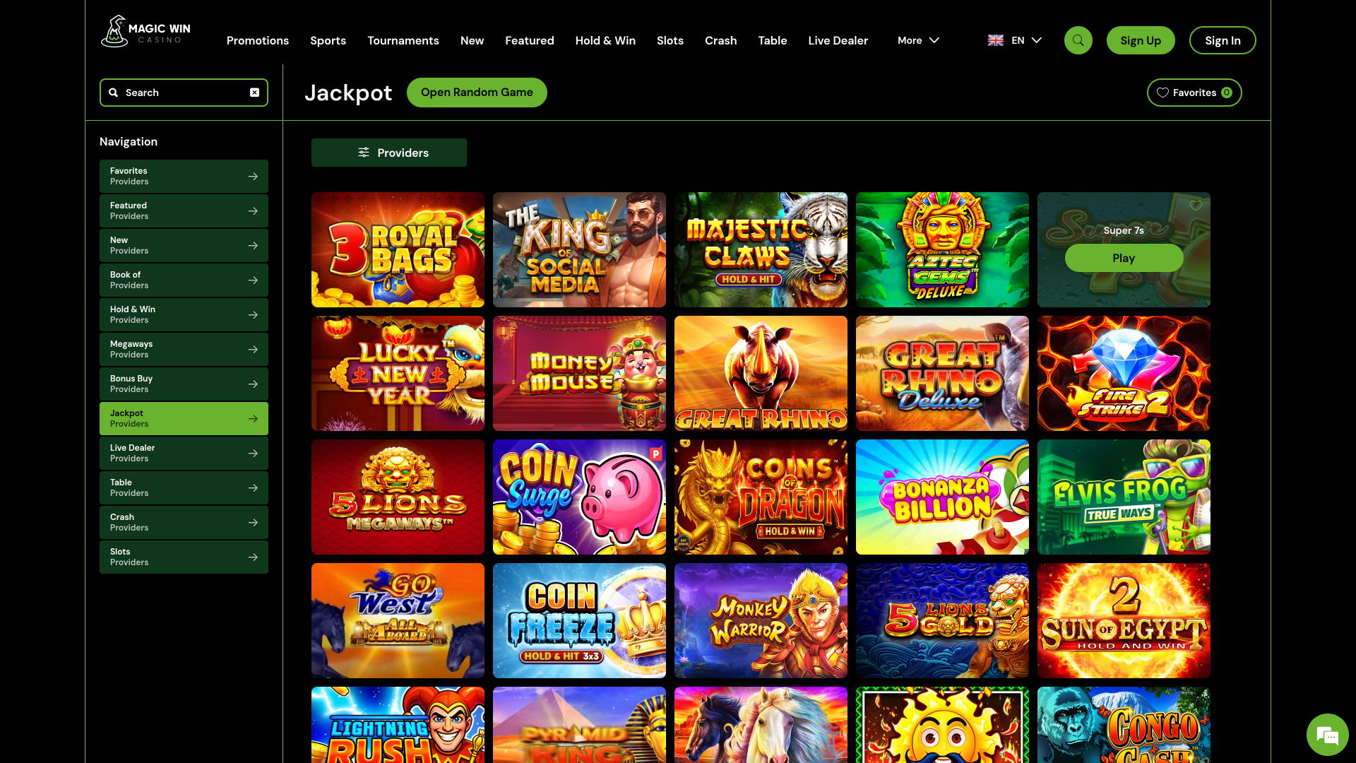 MagicWin Casino Desktop Jackpot