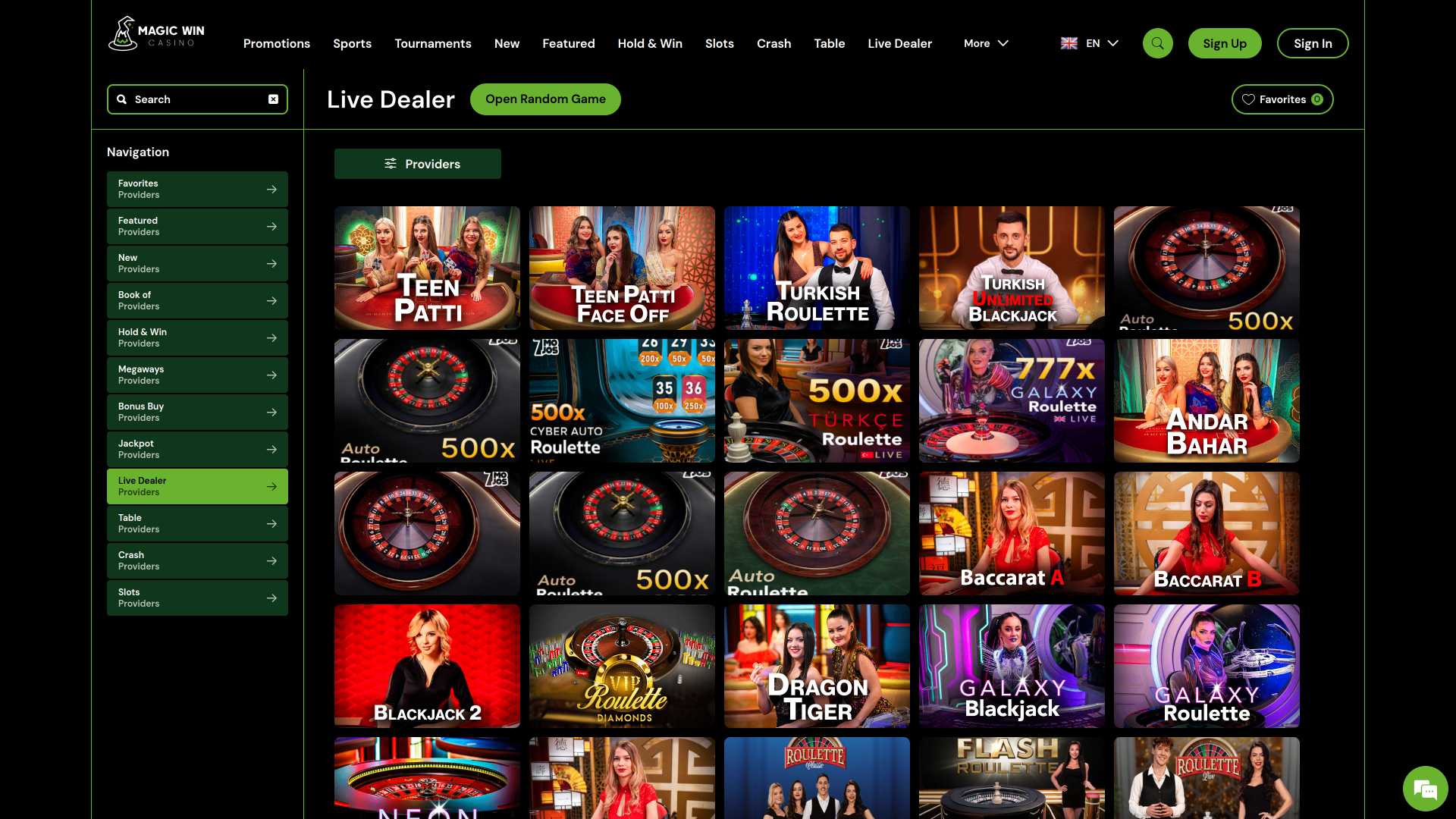 MagicWin Casino Desktop Live Dealer