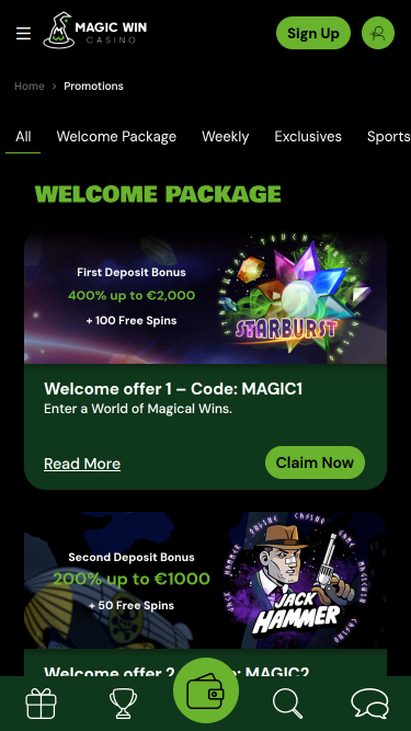 MagicWin Casino Mobile Promotions