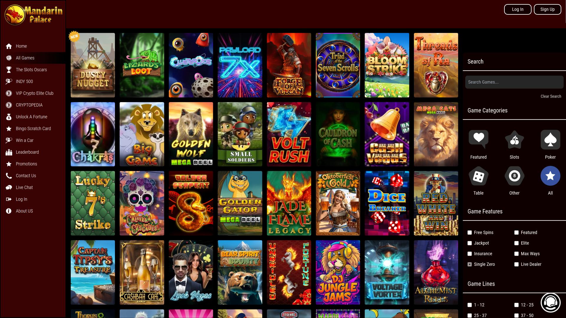 Mandarin Palace Casino Desktop Games