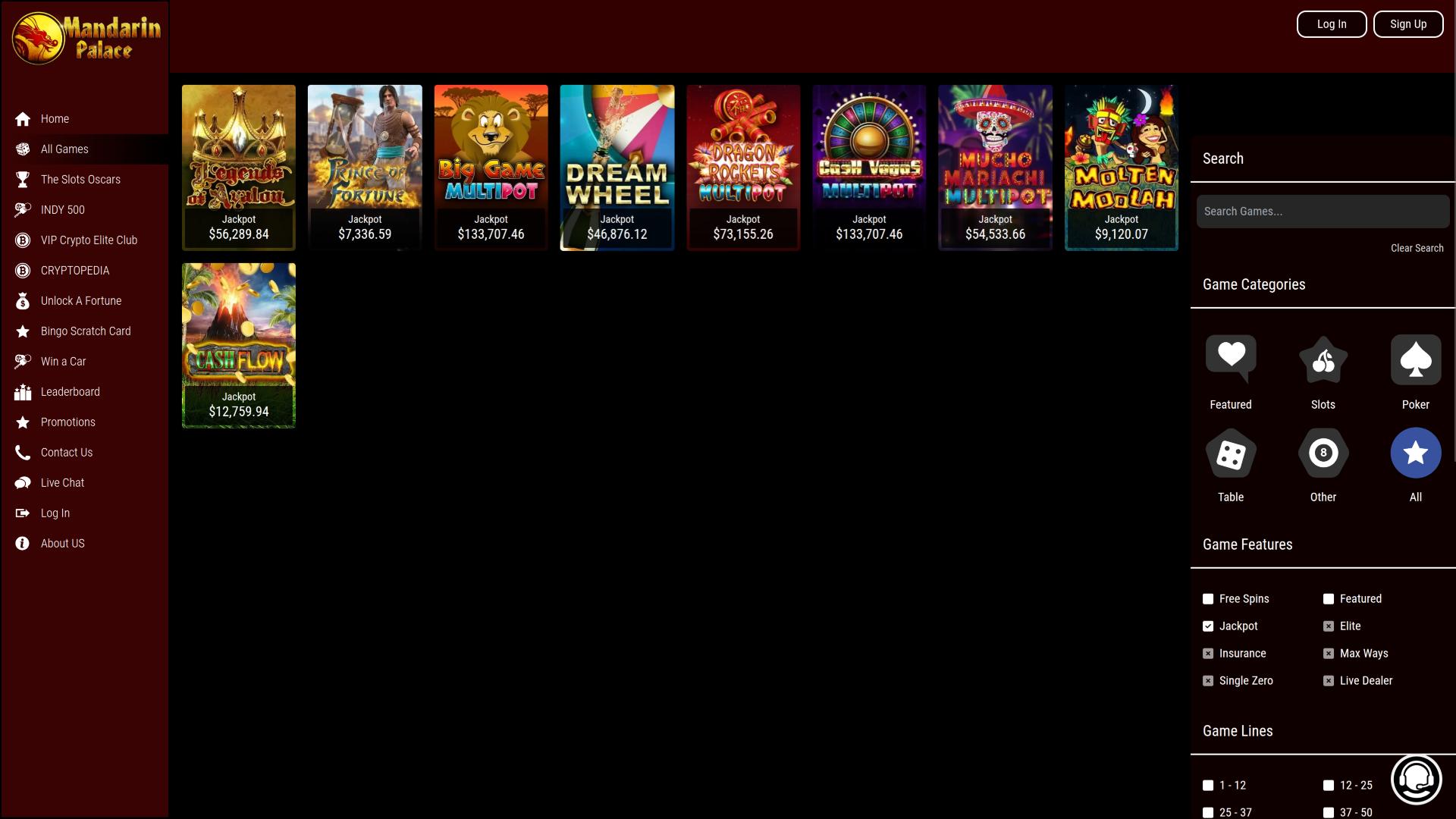 Mandarin Palace Casino Desktop Jackpot