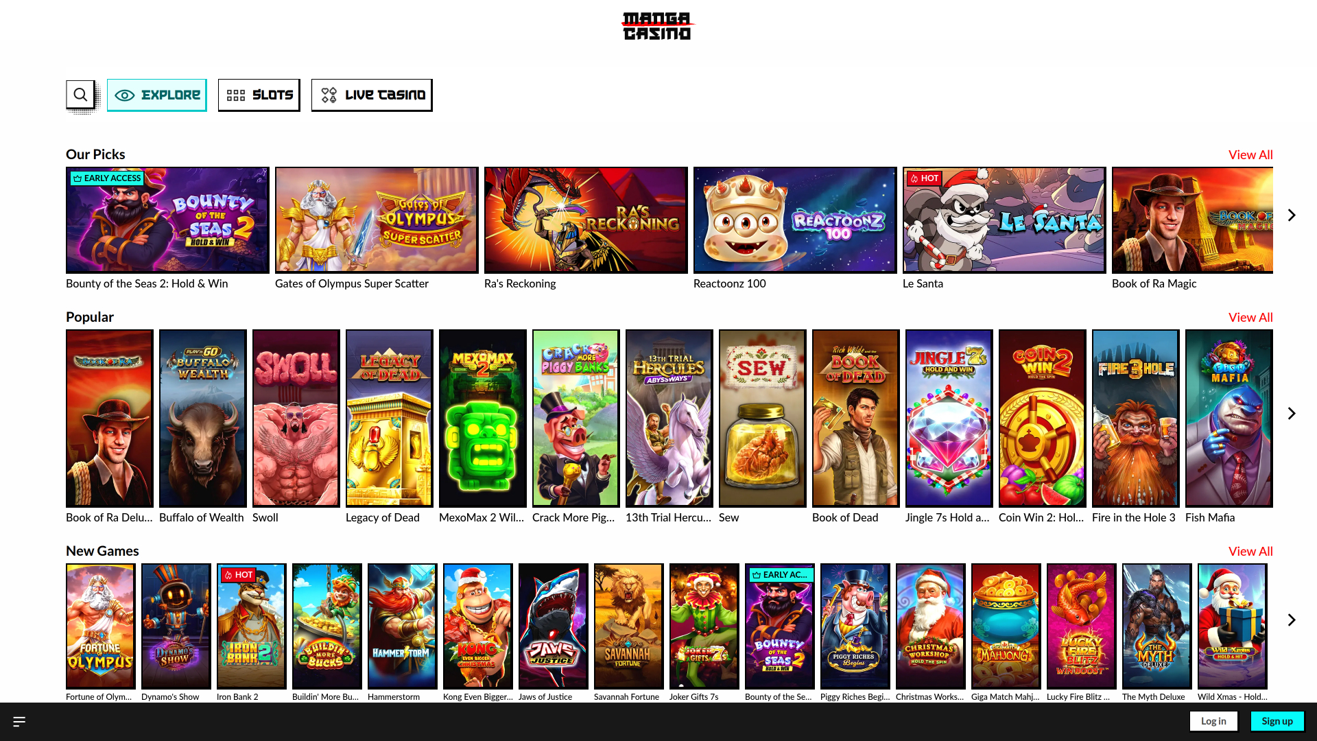 Manga Casino Desktop Games