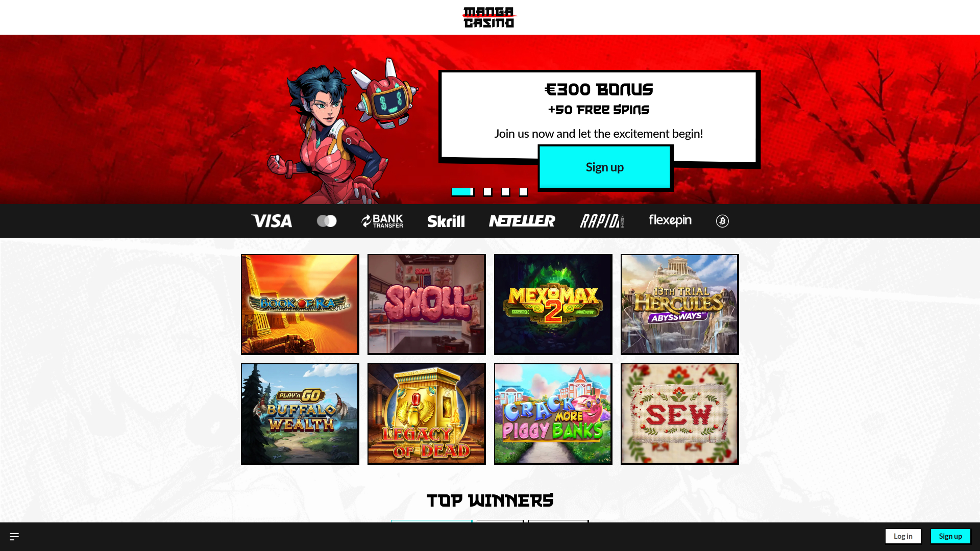 Manga Casino Desktop Homepage