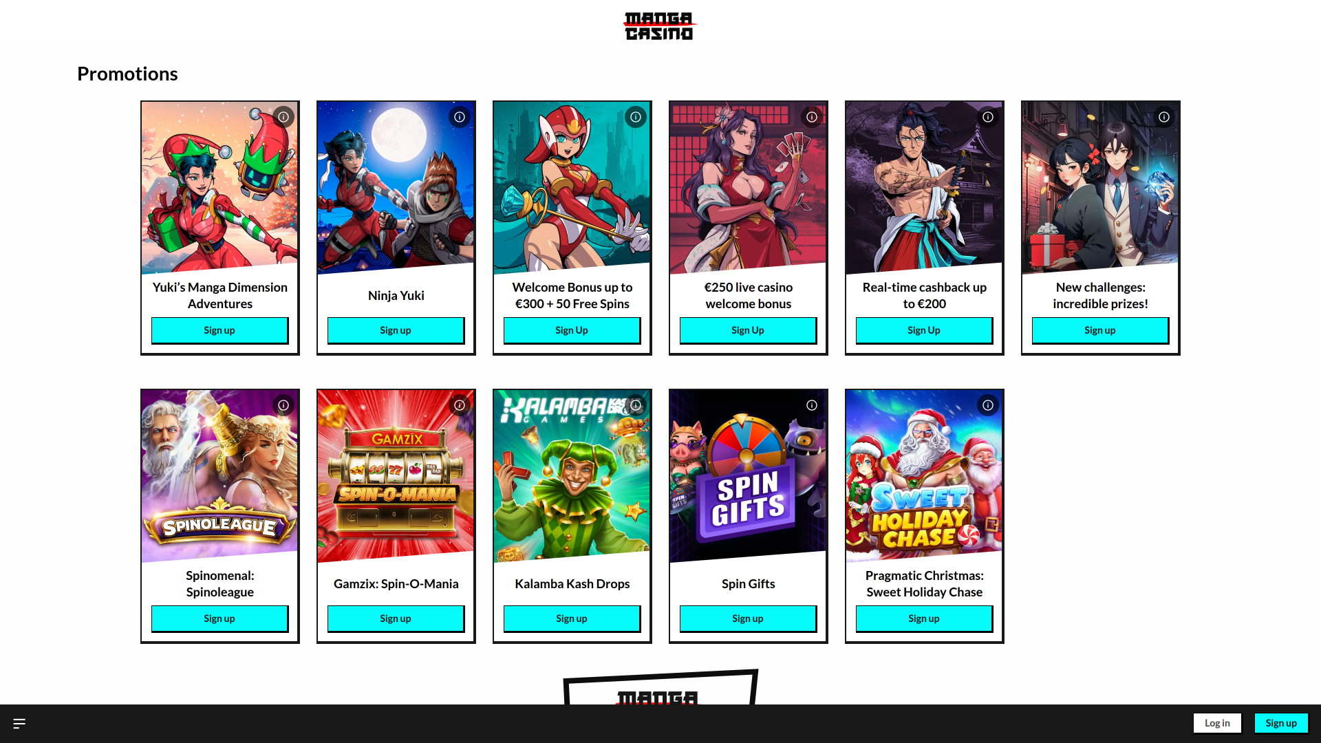 Manga Casino Desktop Promotions