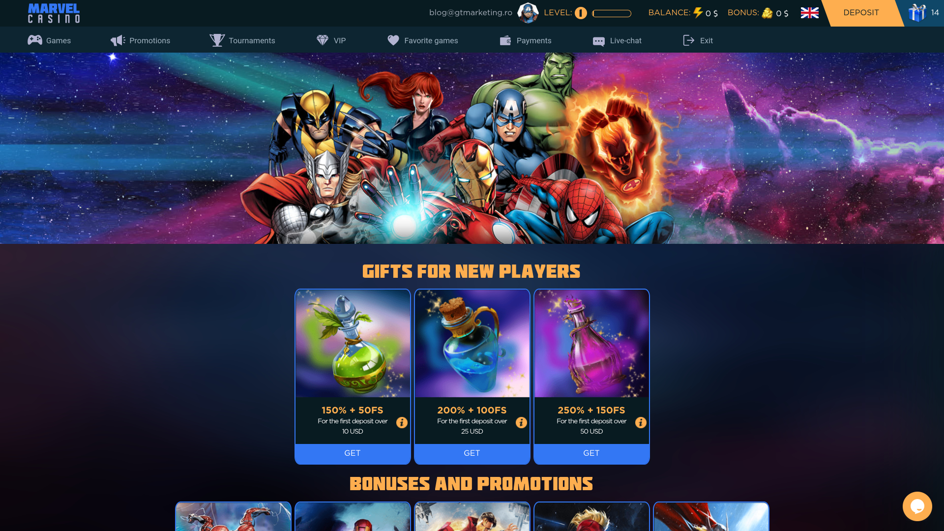 Marvel Casino Desktop Promotions