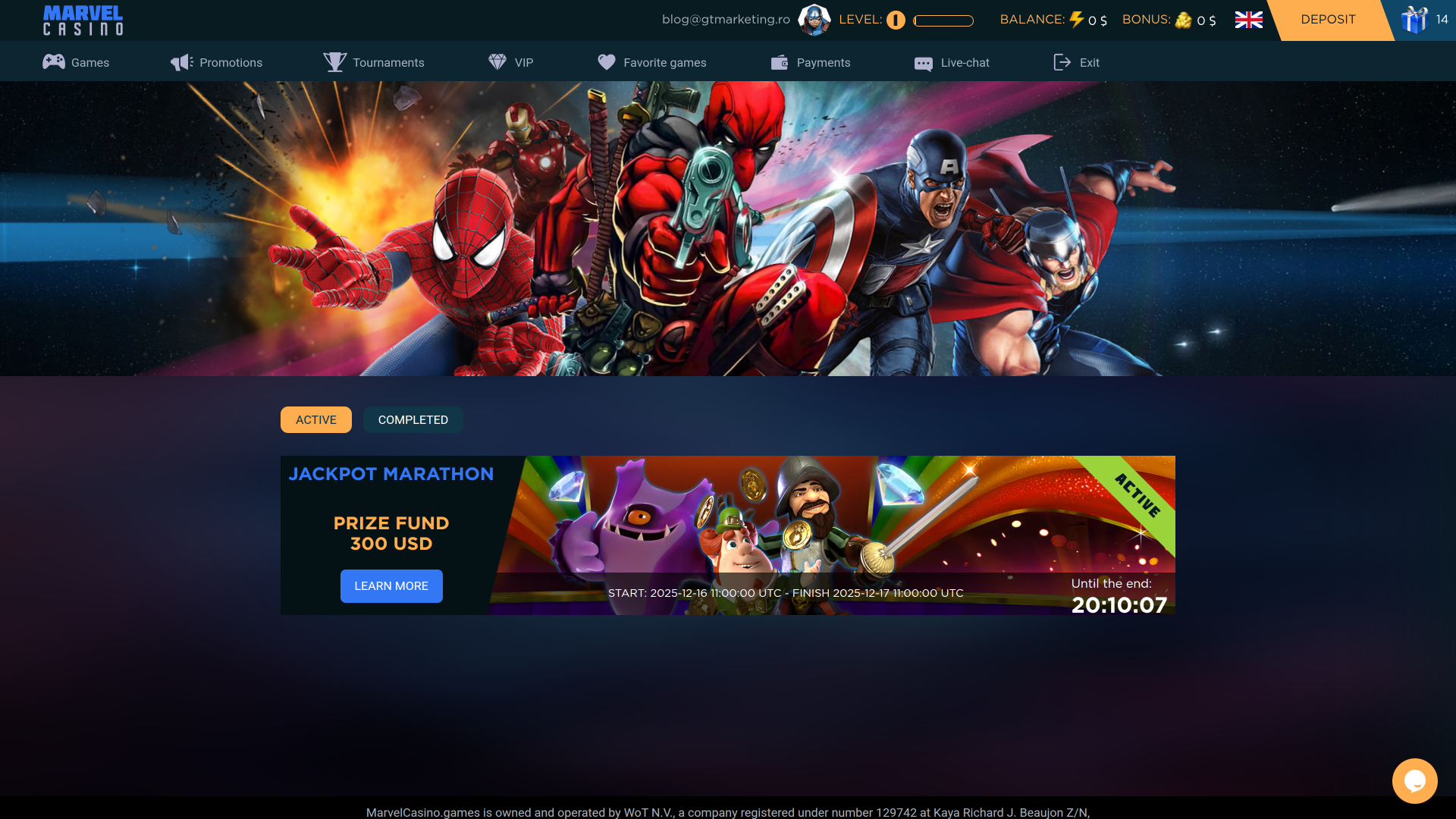 Marvel Casino Desktop Tournaments