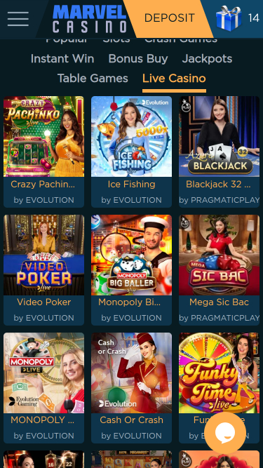 Marvel Casino Mobile Live dealer