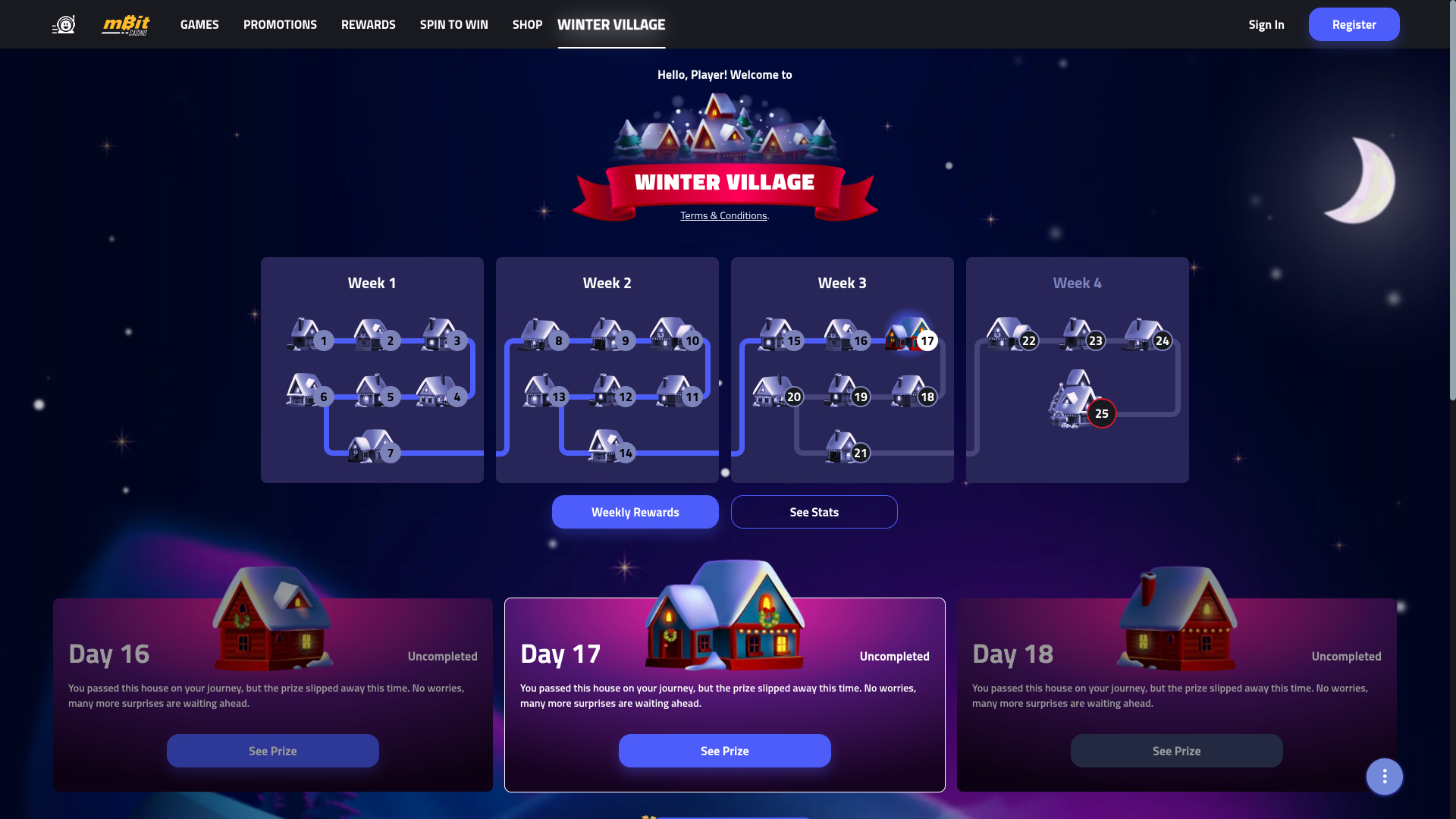 mBit Casino Desktop Winter Village