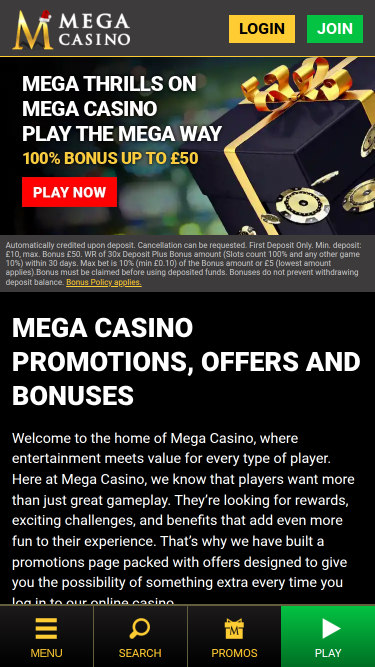 Mega Casino Mobile Promotions