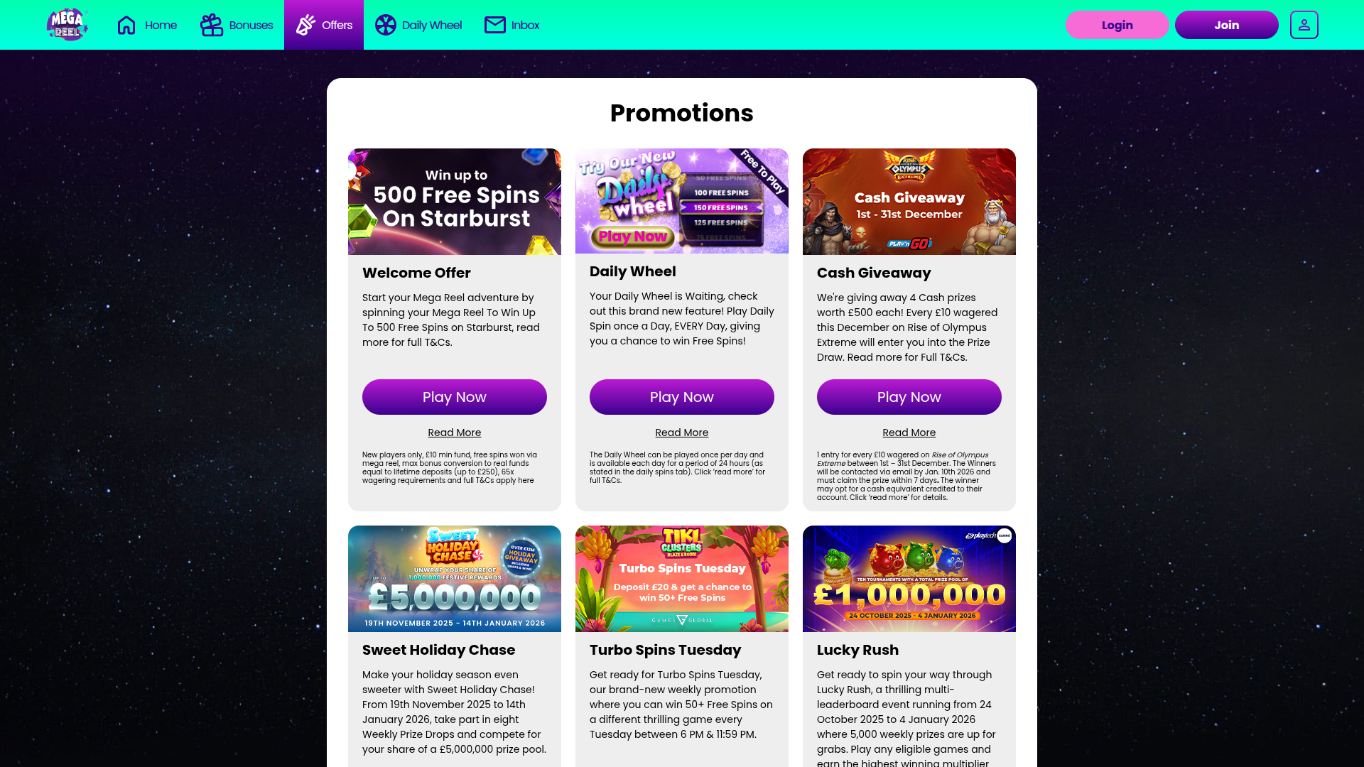 Mega Reel Casino Desktop Promotions
