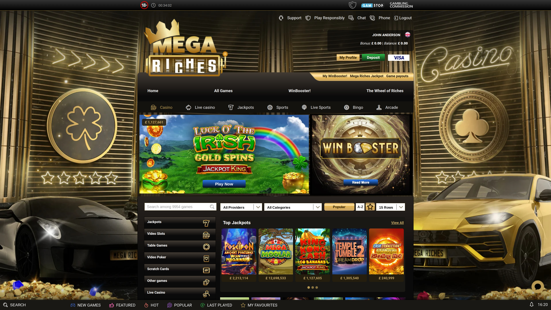 Mega Riches Casino Desktop Homepage