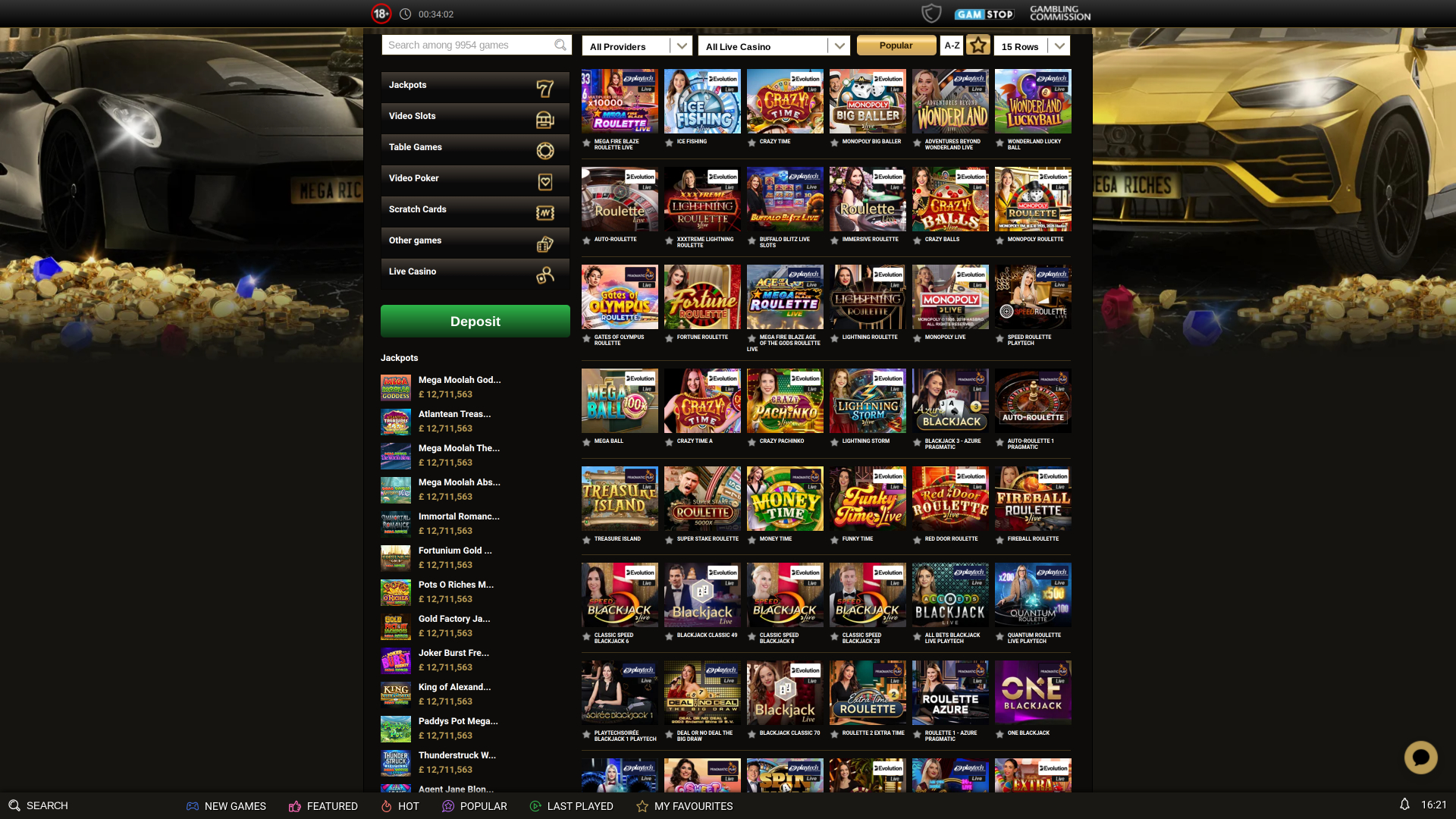 Mega Riches Casino Desktop Live dealer