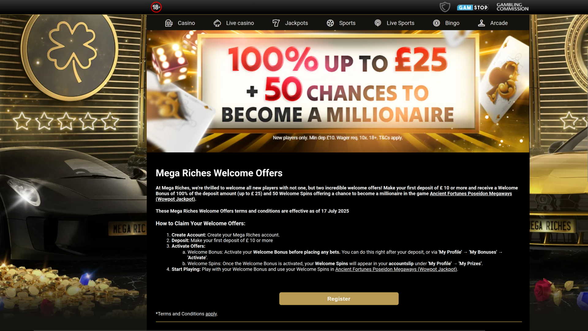 Mega Riches Casino Desktop Promotions