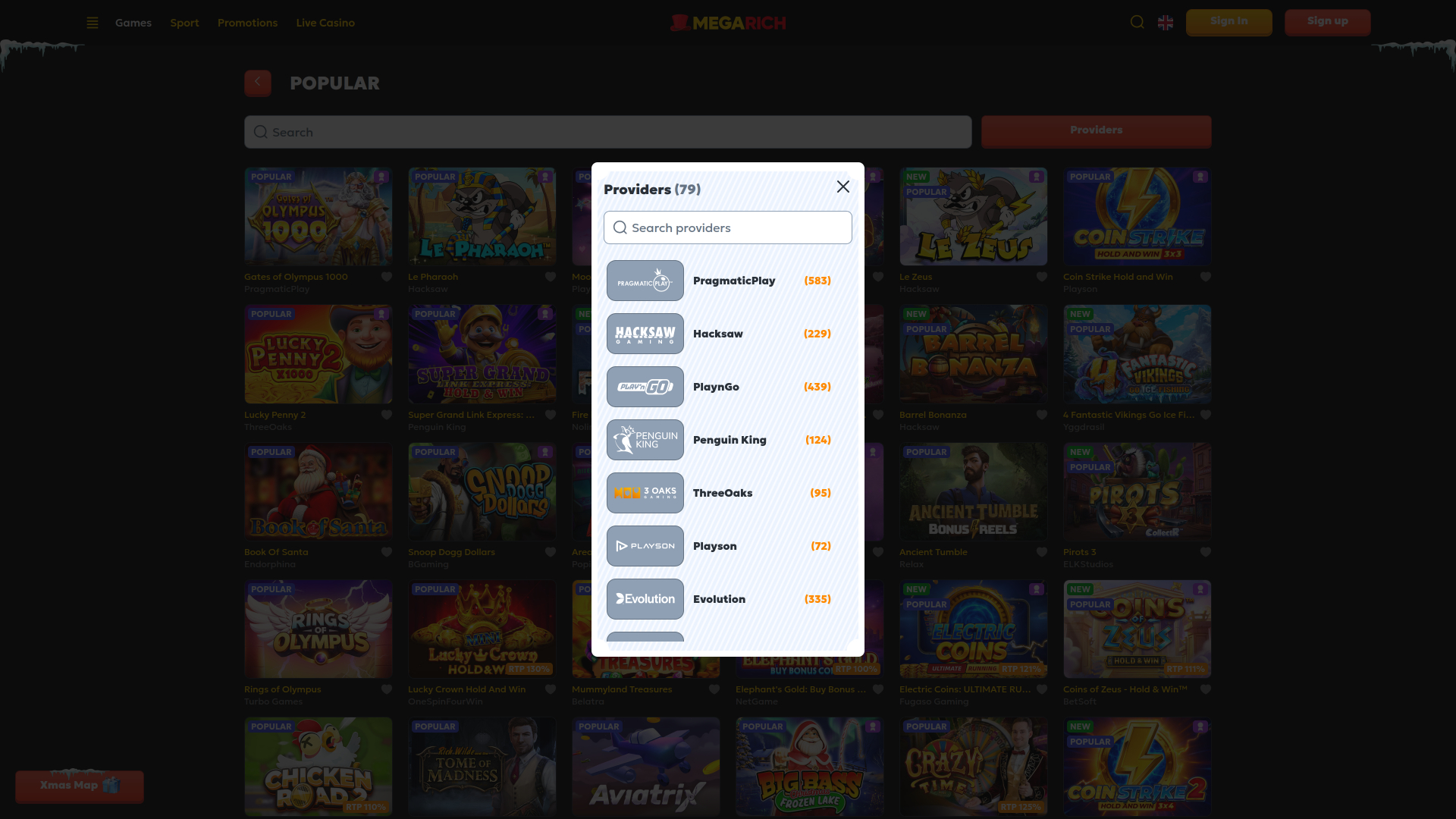 Megarich Casino Desktop Game Developers