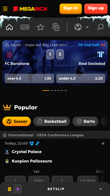 Megarich Casino mobile Sports