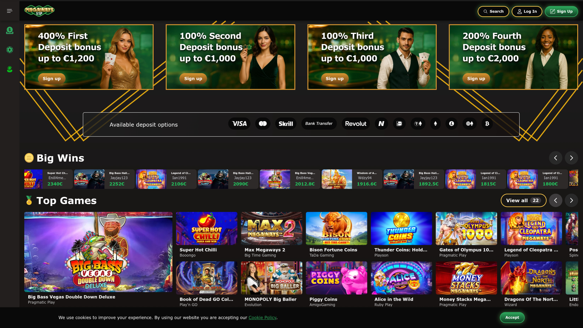Megawaysvip Casino Desktop Games