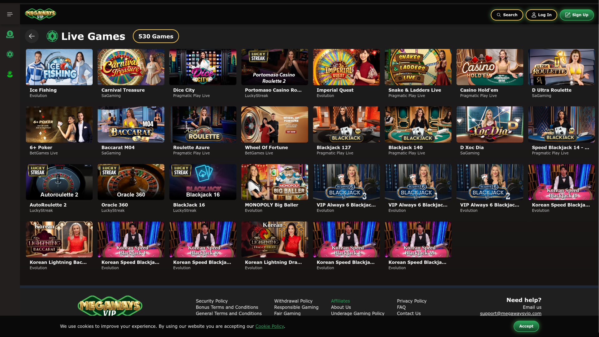 Megawaysvip Casino Desktop Live Dealer