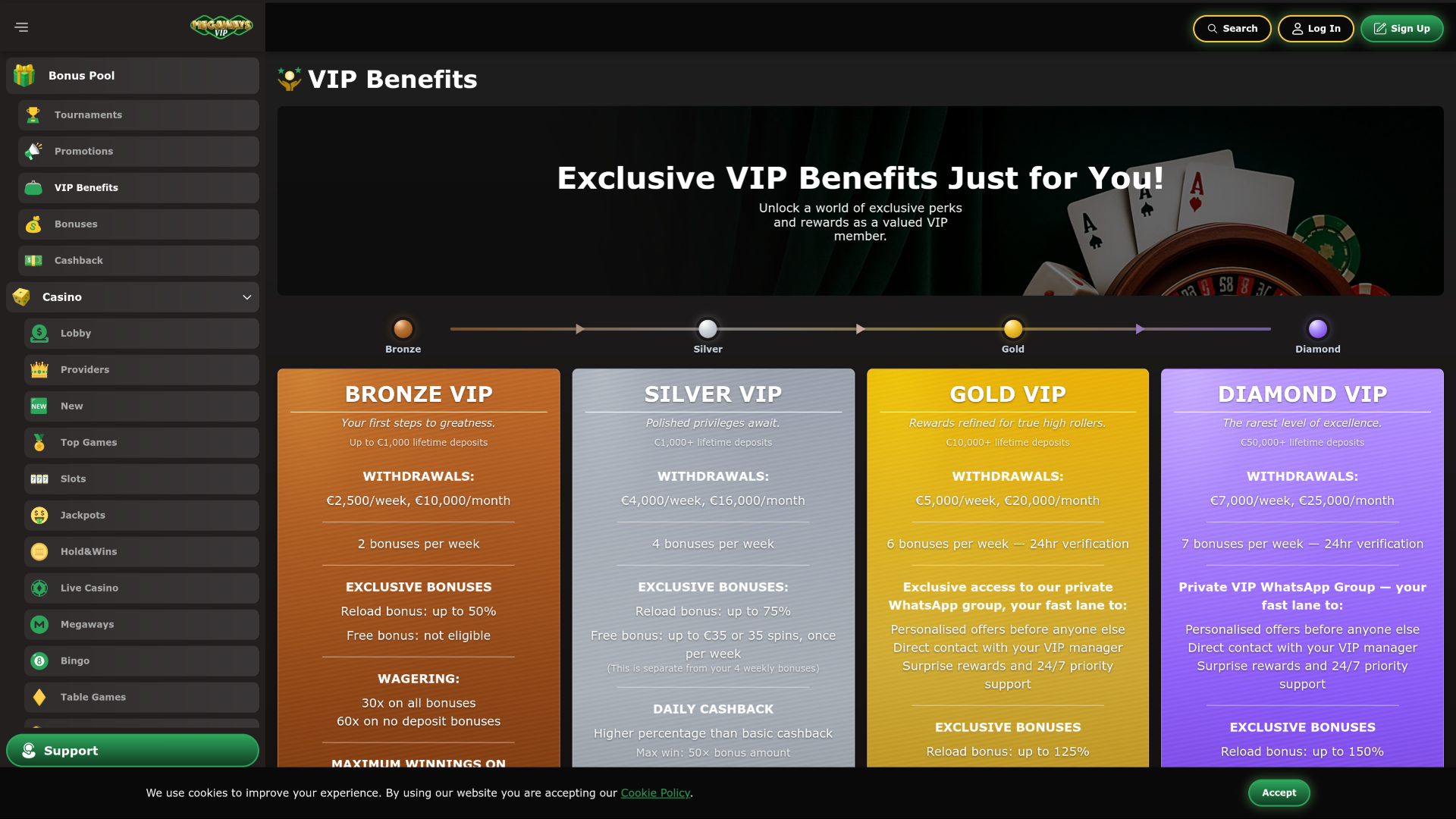 Megawaysvip Casino Desktop VIP