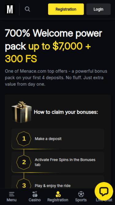 Menace Casino Promotions Mobile