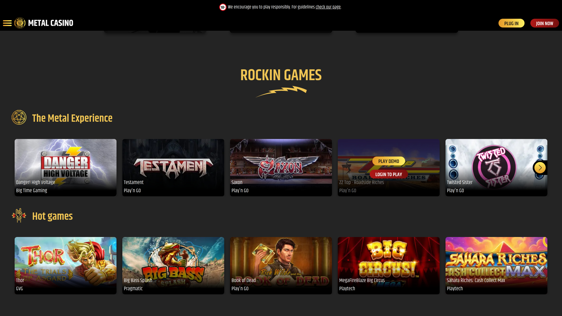 Metal Casino Desktop-Spiele