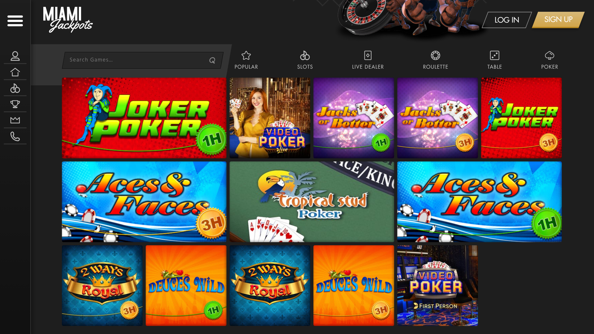 Miami Jackpots Casino Desktop Video Poker