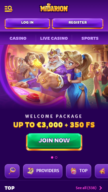 Midarion Casino Homepage Mobile