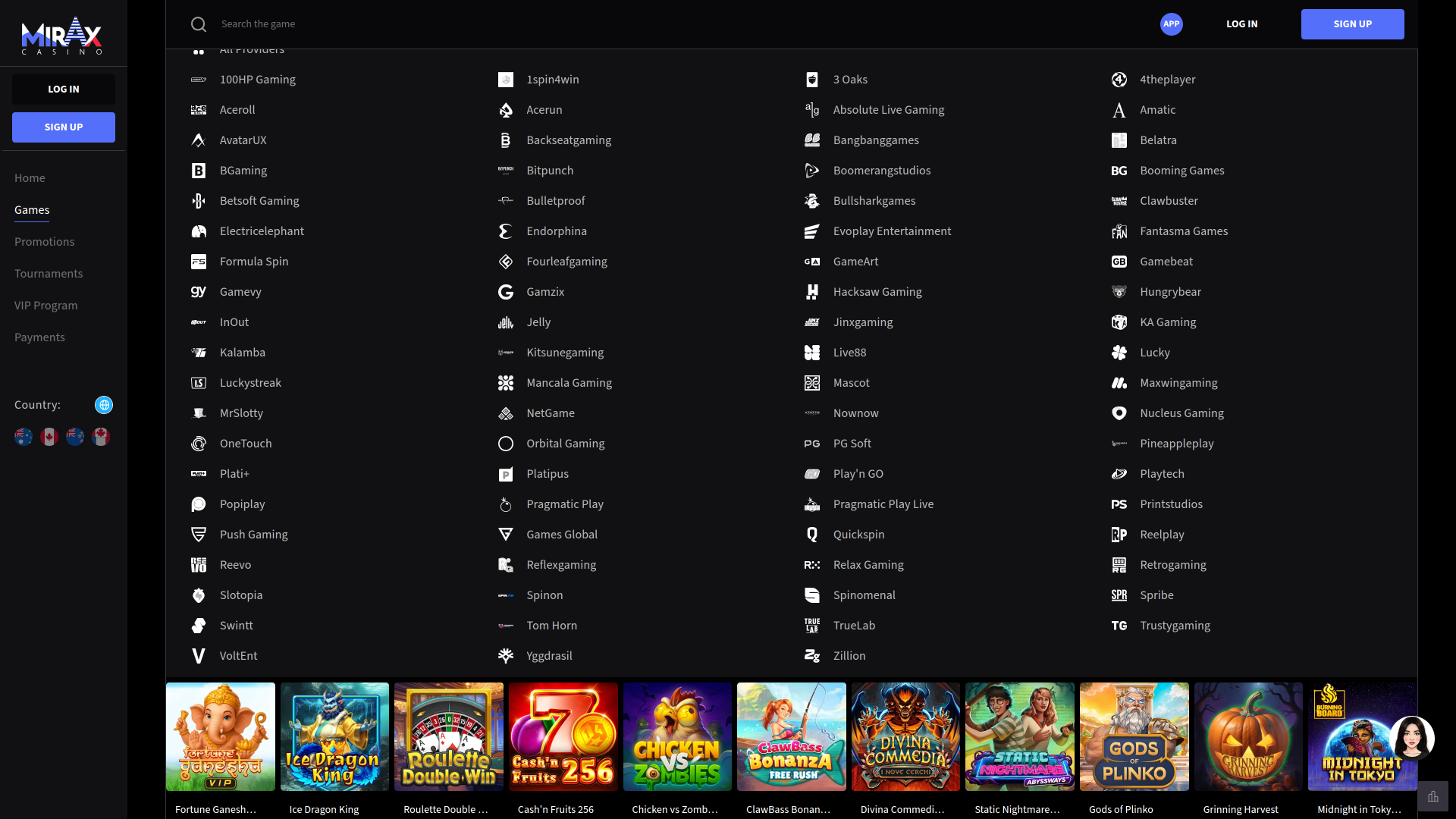 Mirax Casino Desktop Game Developers