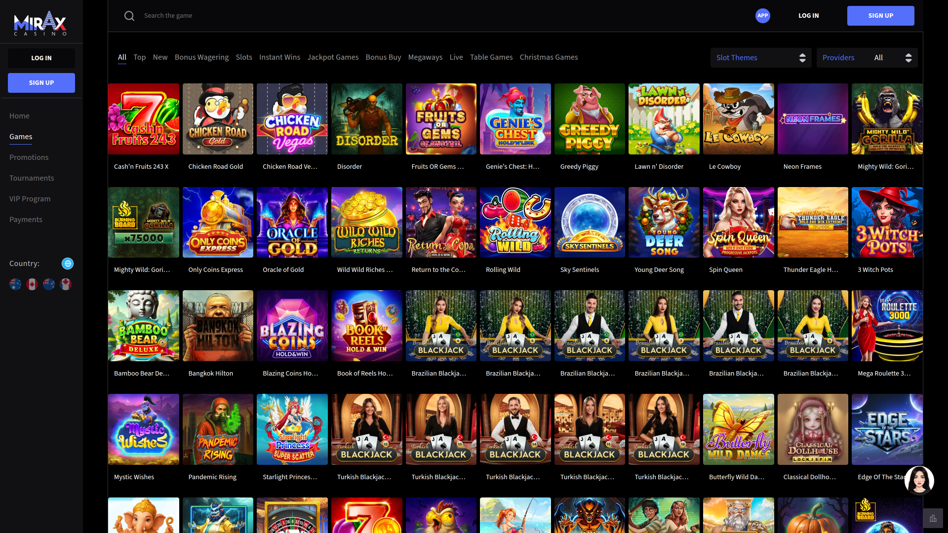 Mirax Casino Desktop Games