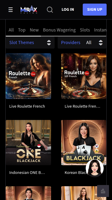Mirax Casino Mobile Live dealer