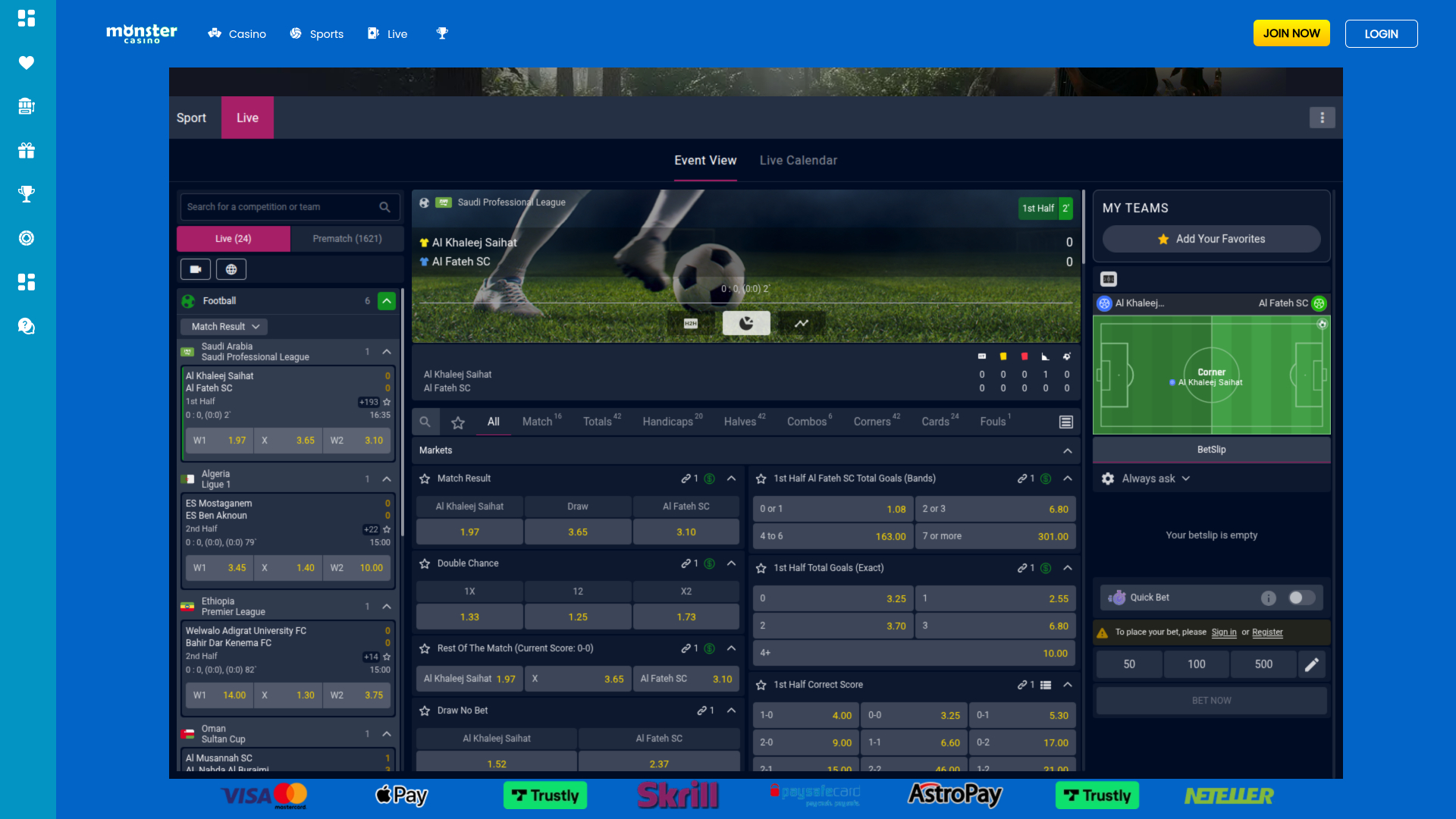 Monster Casino Desktop Live Sport