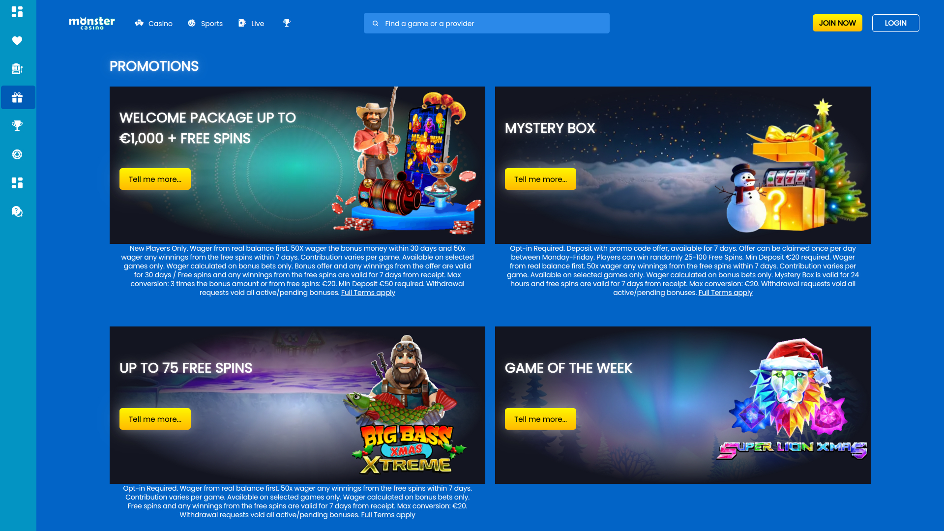 Monster Casino Desktop Promotions